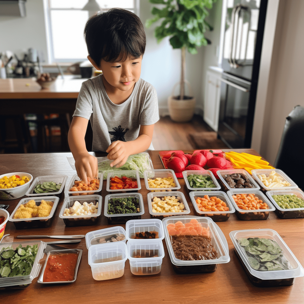 A child meal prepping.