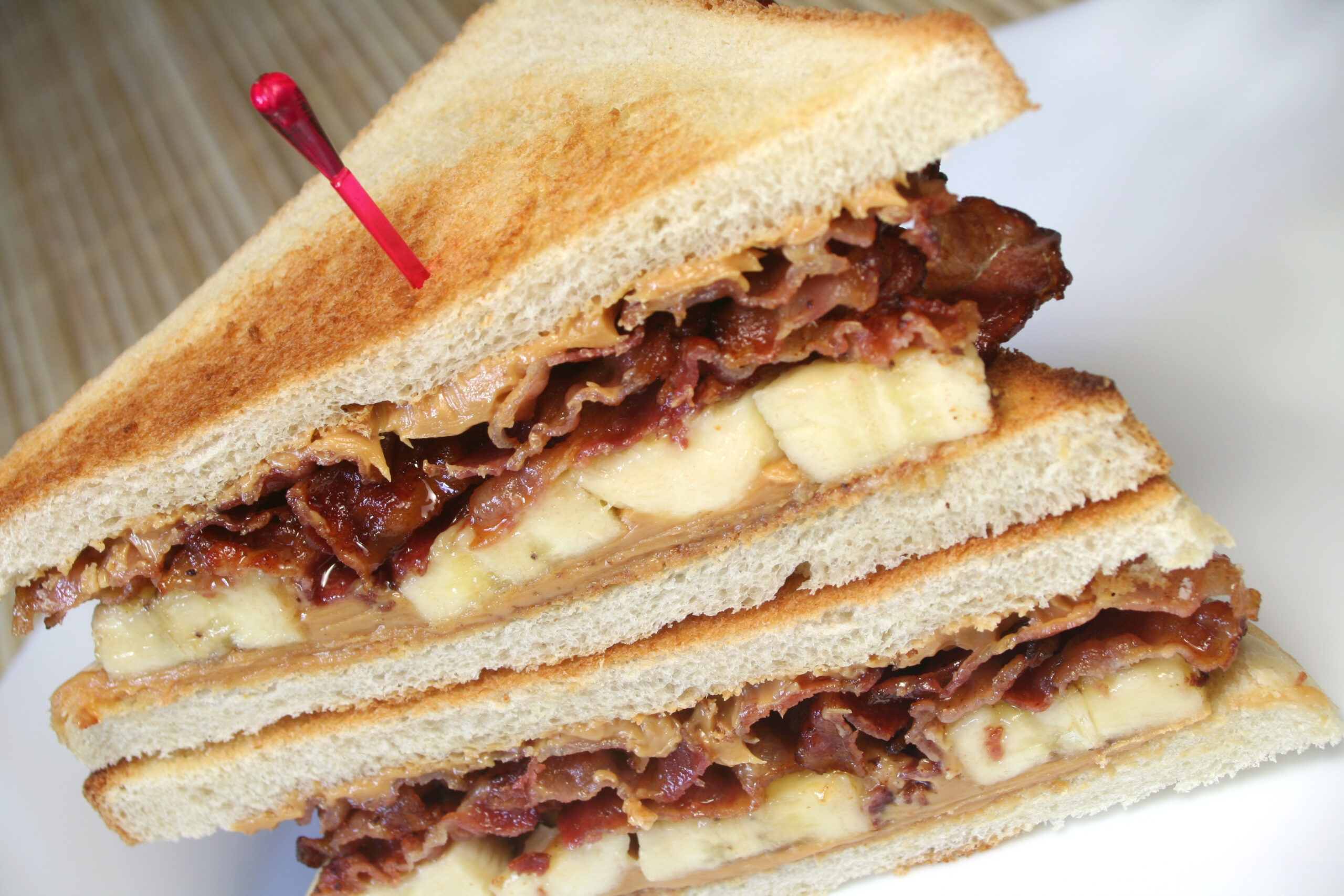 Sandwich with bacon, banana and peanut butter, similar to the 
