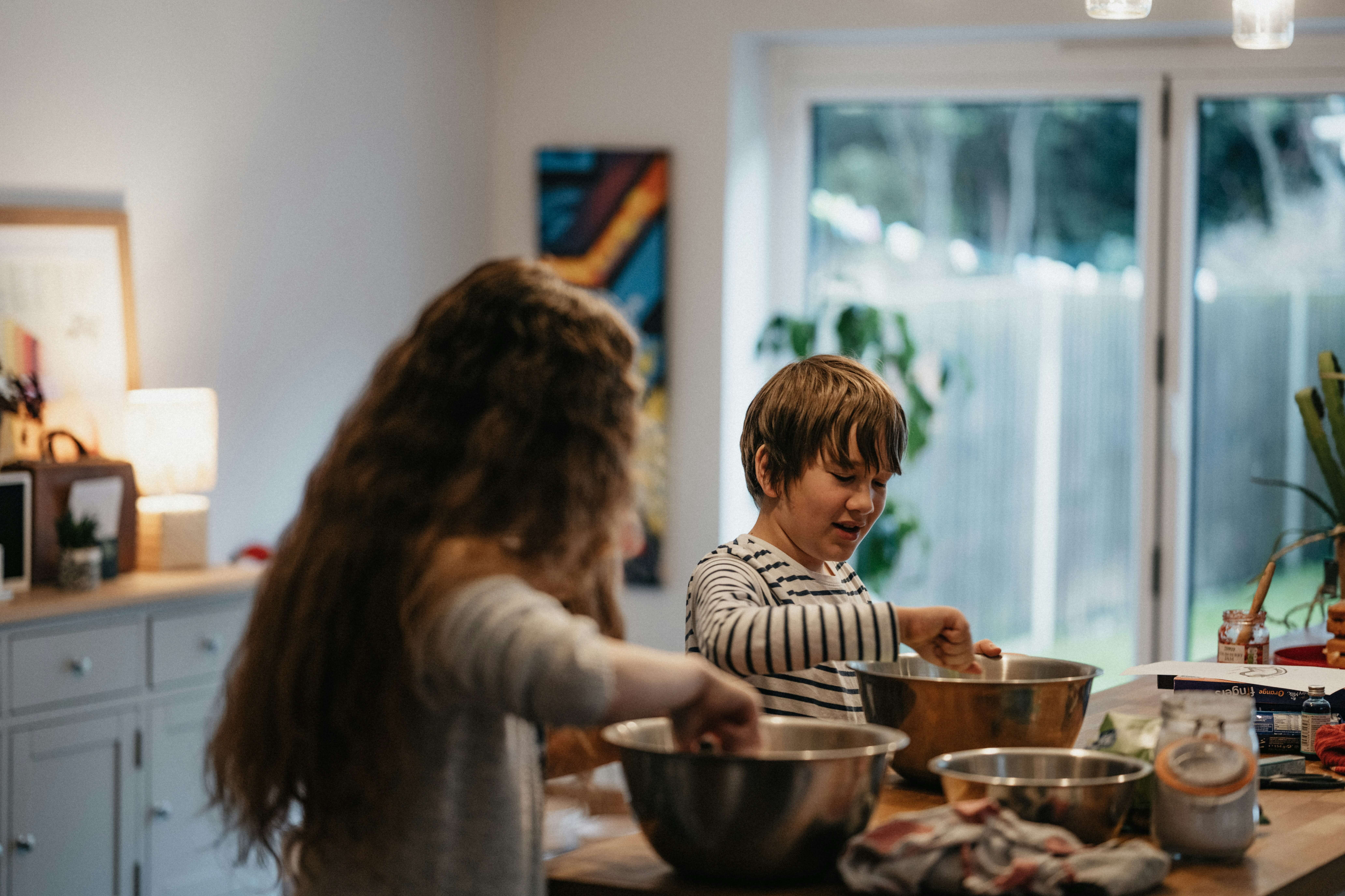 kids playing with baking set
