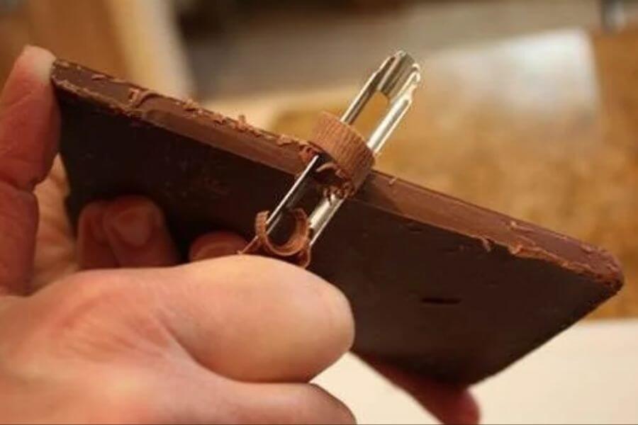 Vegetable peeler on chocolate