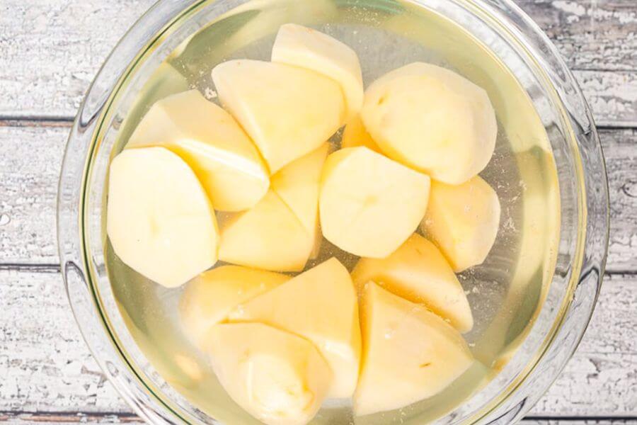 Peeled Potatoes in water