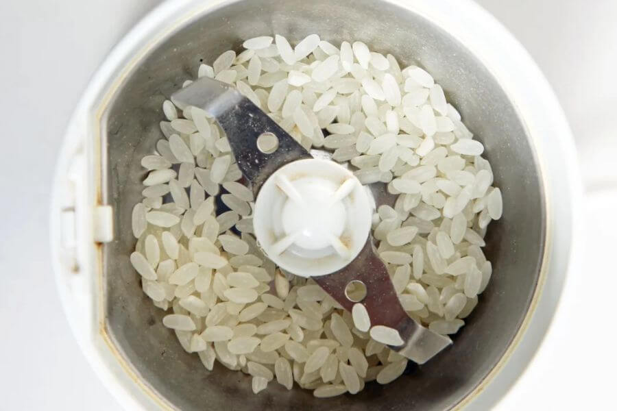 rice inside coffee grinder